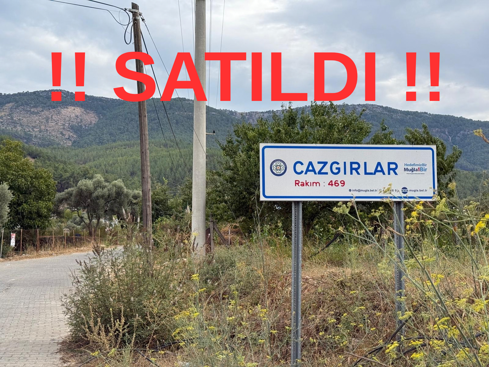 Muğla Yatağan Çazkırlar Mahallesinde Satılık 2.711 M2 Arazi